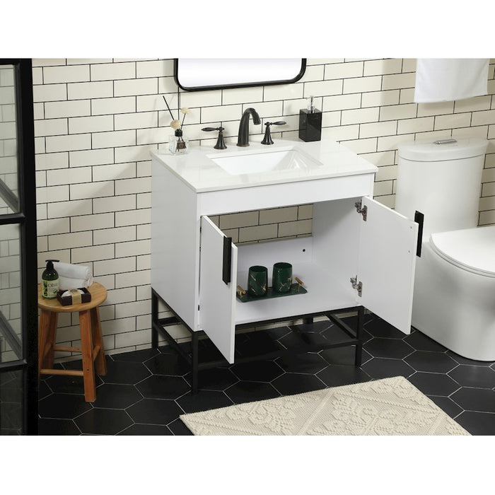 Elegant Kitchen/Bath Eugene 30" Single Bathroom Vanity, White