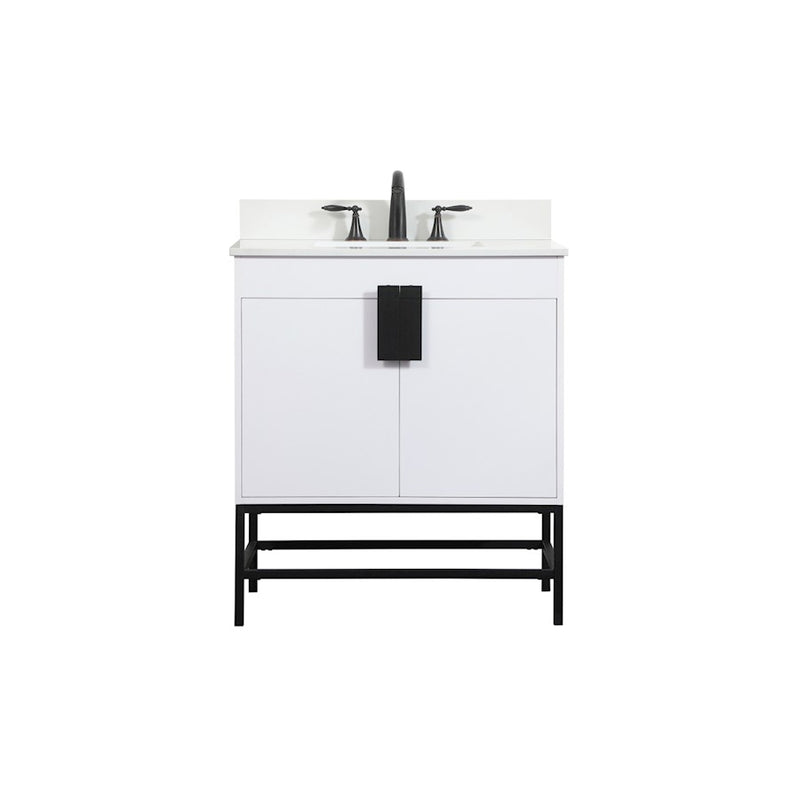 Elegant Eugene 30" Single Bathroom Vanity, White/Backsplash - VF48830MWH-BS