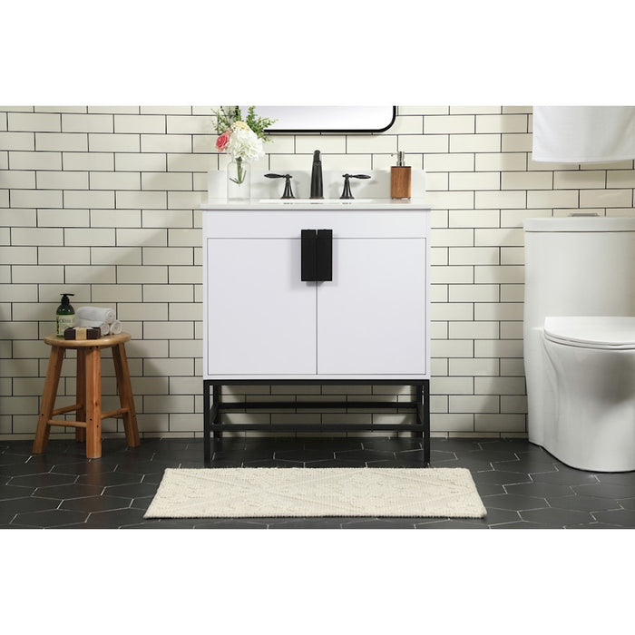 Elegant Eugene 30" Single Bathroom Vanity, White/Backsplash