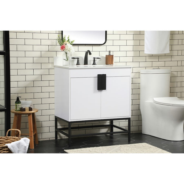 Elegant Eugene 30" Single Bathroom Vanity, White/Backsplash