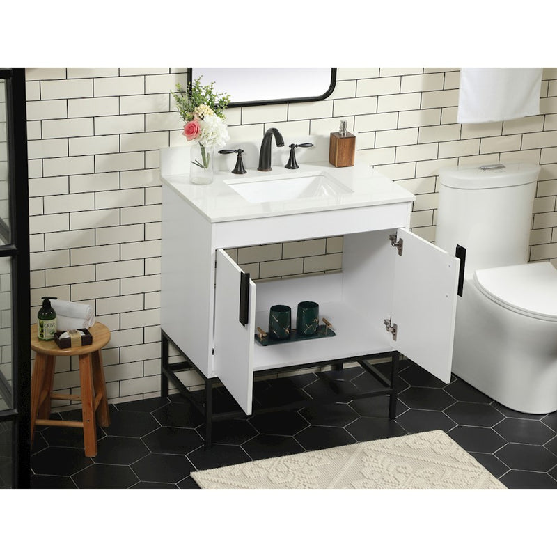 Elegant Eugene 30" Single Bathroom Vanity, White/Backsplash