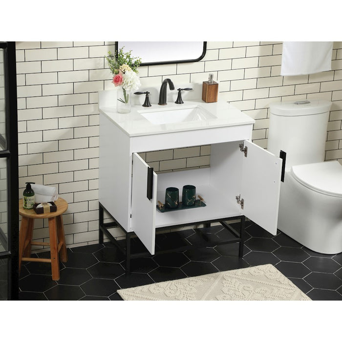 Elegant Eugene 30" Single Bathroom Vanity, White/Backsplash