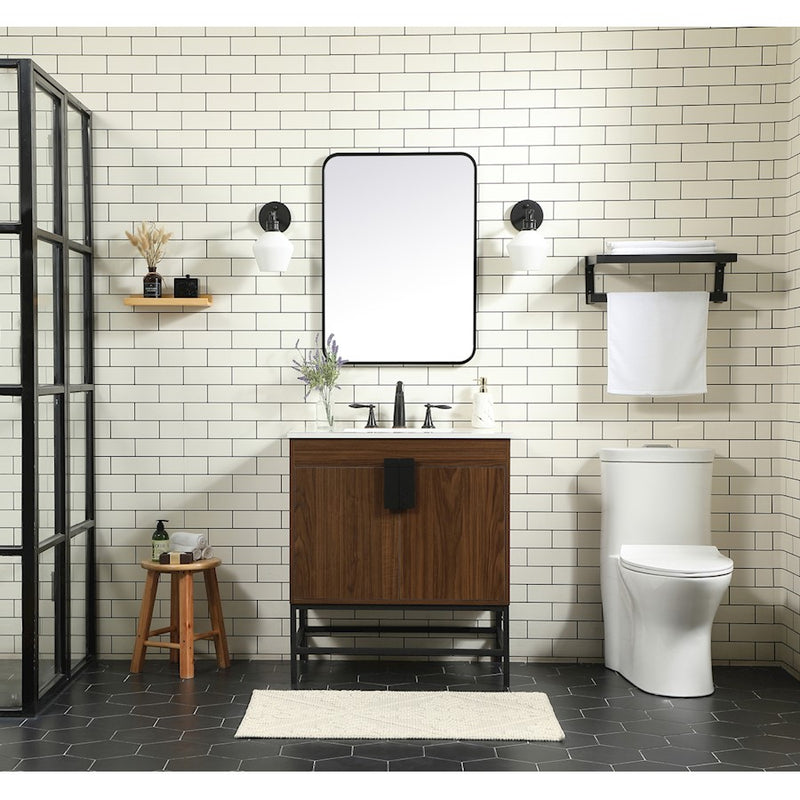 Elegant Eugene 30" Single Bathroom Vanity, White/Backsplash