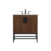 Elegant Kitchen/Bath Eugene 30" Single Bathroom Vanity, Walnut - VF48830MWT