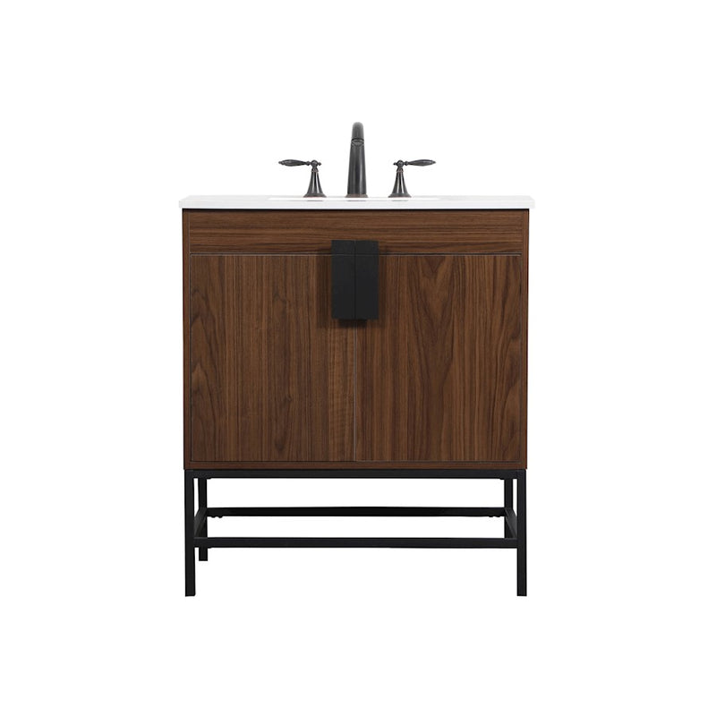 Elegant Kitchen/Bath Eugene 30" Single Bathroom Vanity, Walnut - VF48830MWT