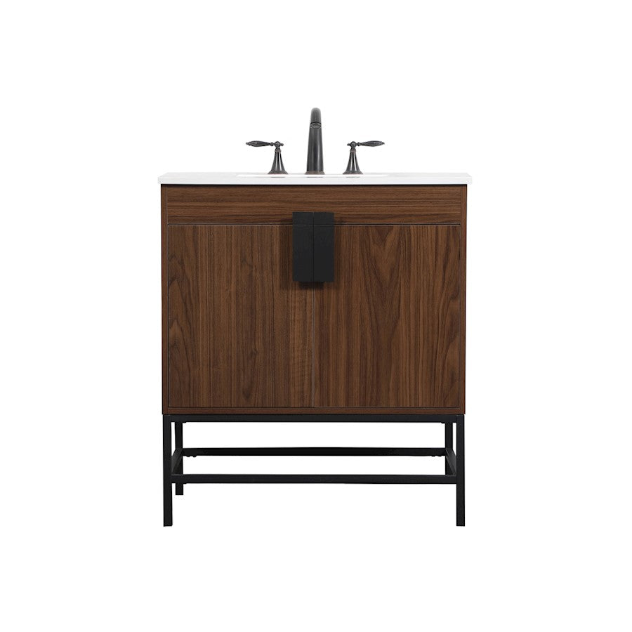 Elegant Kitchen/Bath Eugene 30" Single Bathroom Vanity, Walnut - VF48830MWT