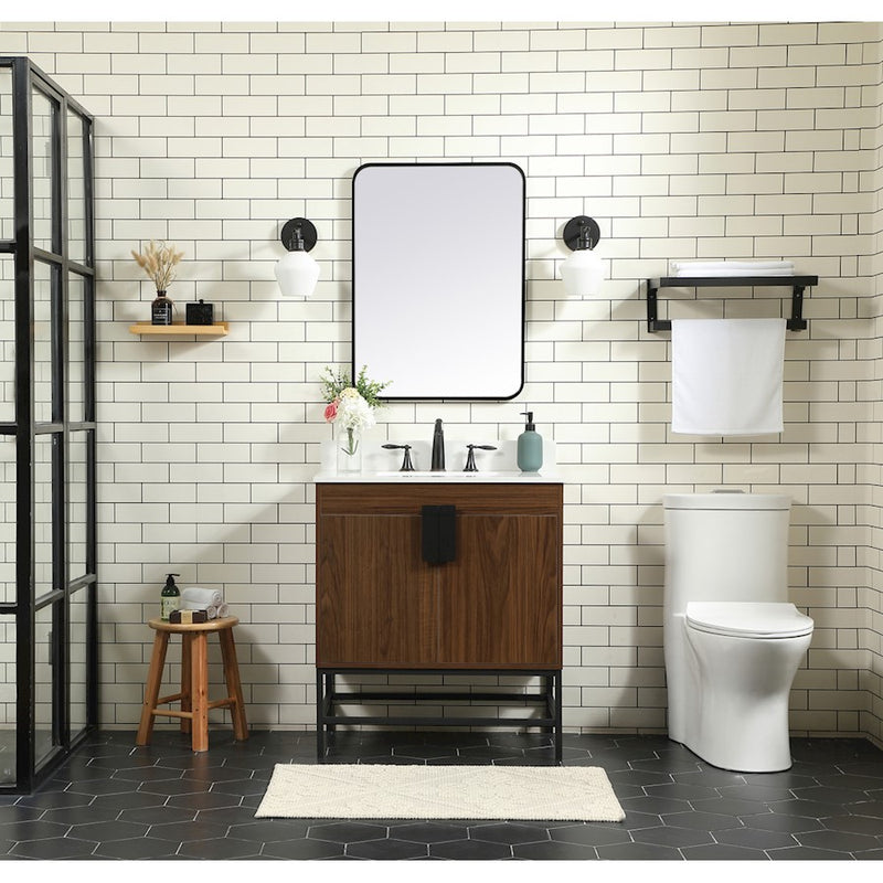 Elegant Kitchen/Bath Eugene 30" Single Bathroom Vanity, Walnut