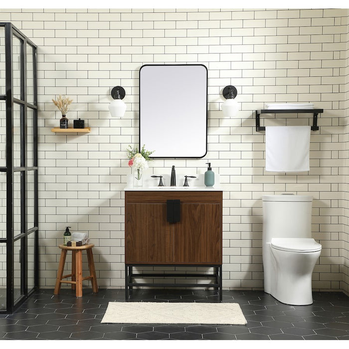 Elegant Kitchen/Bath Eugene 30" Single Bathroom Vanity, Walnut