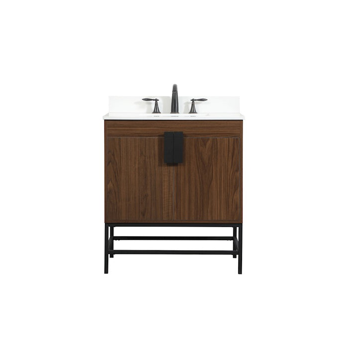 Elegant Eugene 30" Single Bathroom Vanity, Walnut/Backsplash - VF48830MWT-BS
