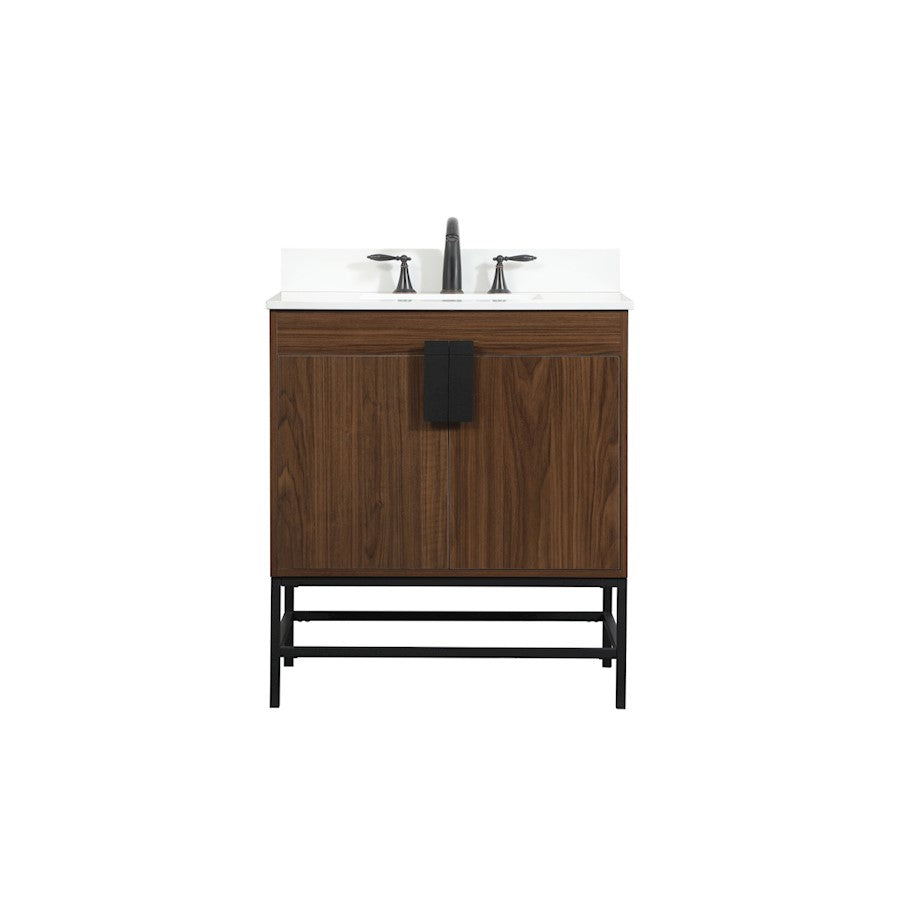 Elegant Eugene 30" Single Bathroom Vanity, Walnut/Backsplash - VF48830MWT-BS