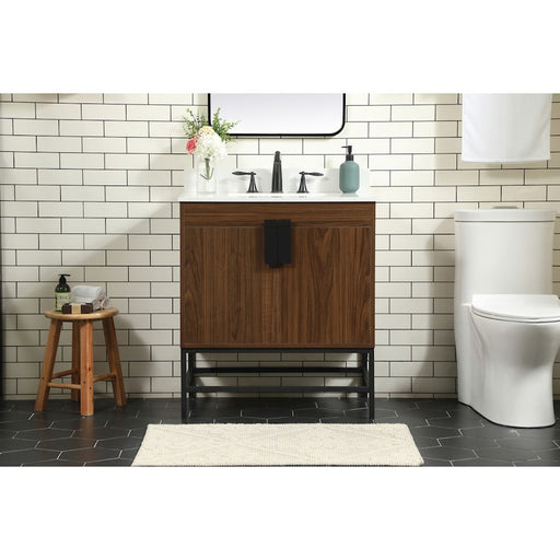 Elegant Eugene 30" Single Bathroom Vanity, Walnut/Backsplash