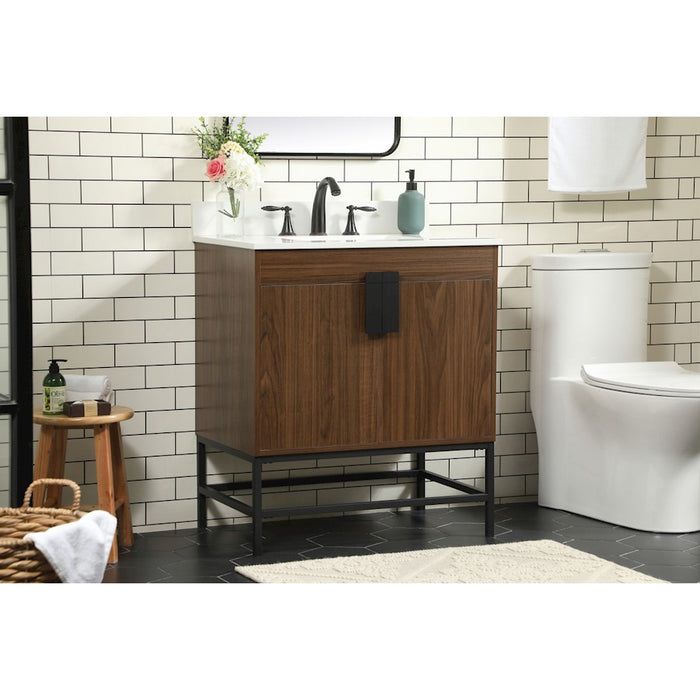 Elegant Eugene 30" Single Bathroom Vanity, Walnut/Backsplash