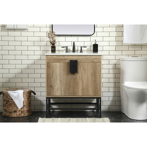 Elegant Kitchen/Bath Eugene 30" Single Bathroom Vanity, Natural Oak