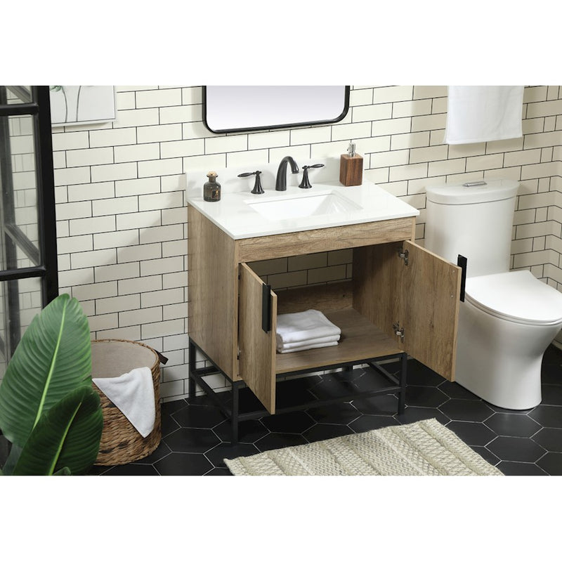 Elegant Eugene 30" Single Bathroom Vanity, Natural Oak/Backsplash