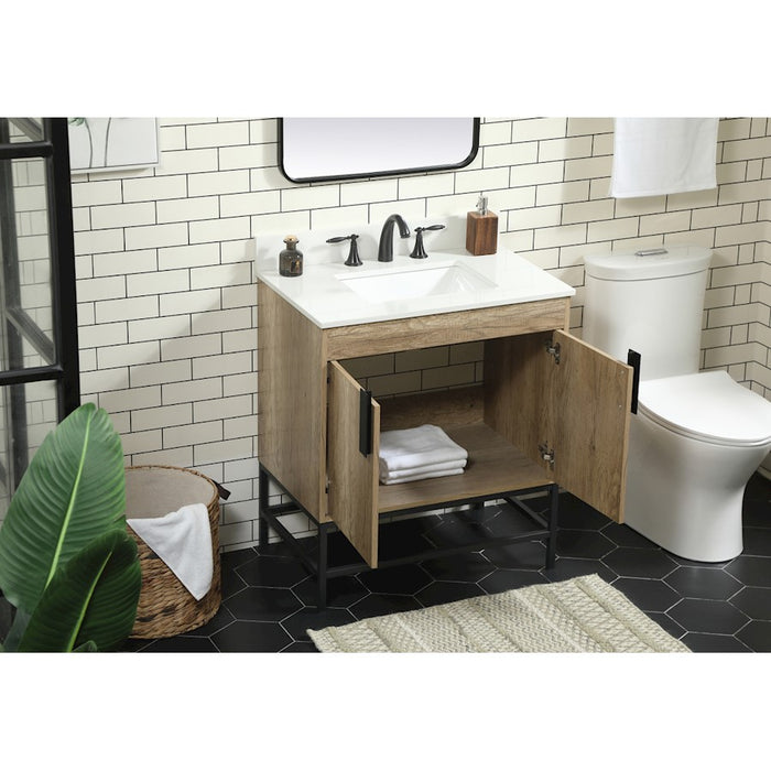 Elegant Eugene 30" Single Bathroom Vanity, Natural Oak/Backsplash