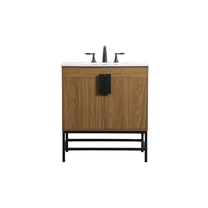 Elegant Kitchen/Bath Eugene 30" Single Bathroom Vanity, Walnut Brown - VF48830WB