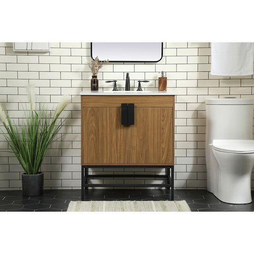 Elegant Kitchen/Bath Eugene 30" Single Bathroom Vanity, Walnut Brown