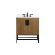 Elegant Eugene 30" Single Vanity, Walnut Brown/Backsplash - VF48830WB-BS