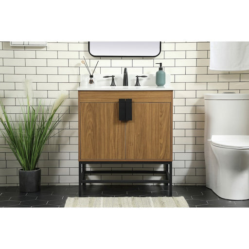 Elegant Eugene 30" Single Vanity, Walnut Brown/Backsplash