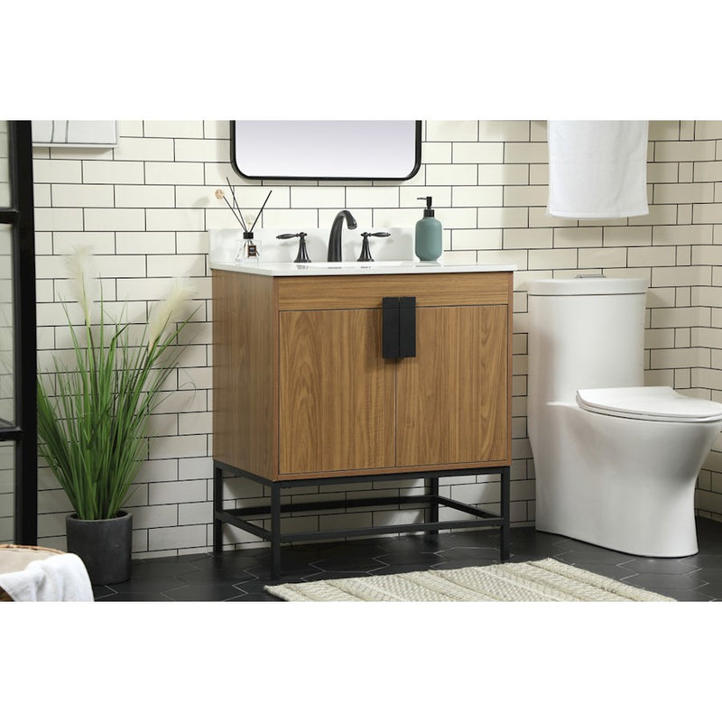 Elegant Eugene 30" Single Vanity, Walnut Brown/Backsplash