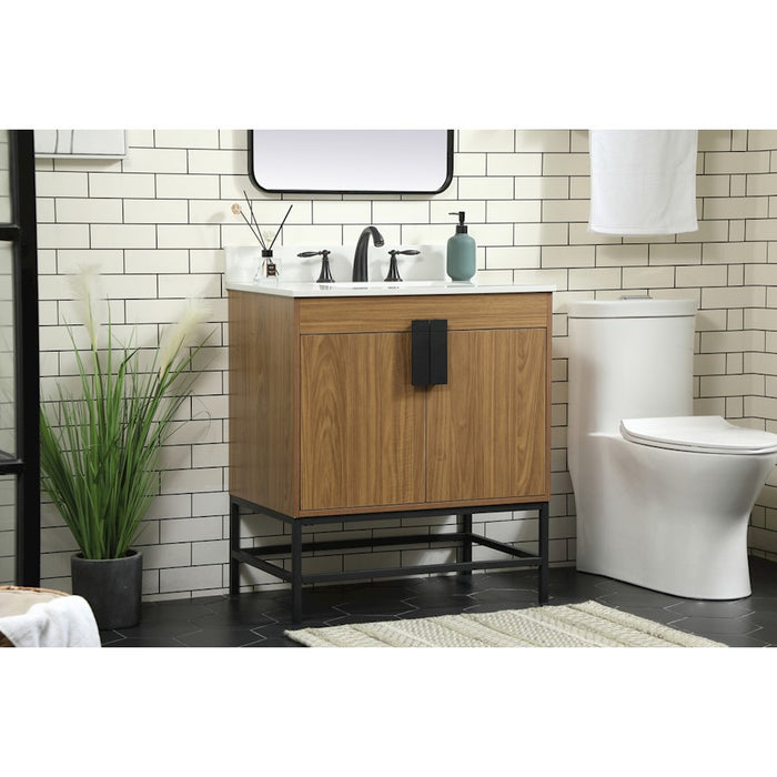 Elegant Eugene 30" Single Vanity, Walnut Brown/Backsplash