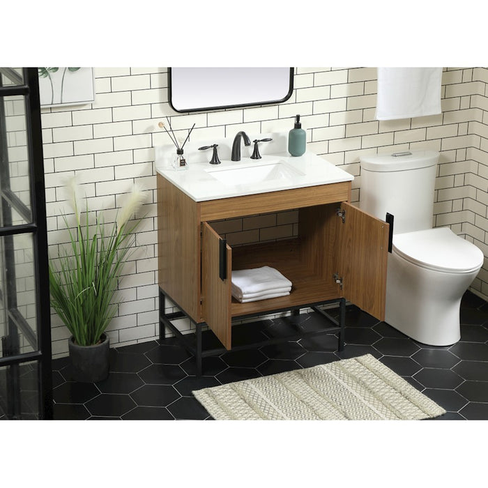 Elegant Eugene 30" Single Vanity, Walnut Brown/Backsplash