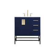 Elegant Kitchen/Bath Eugene 32" Single Bathroom Vanity, Blue - VF48832MBL