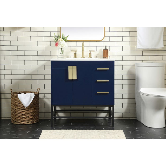Elegant Kitchen/Bath Eugene 32" Single Bathroom Vanity, Blue