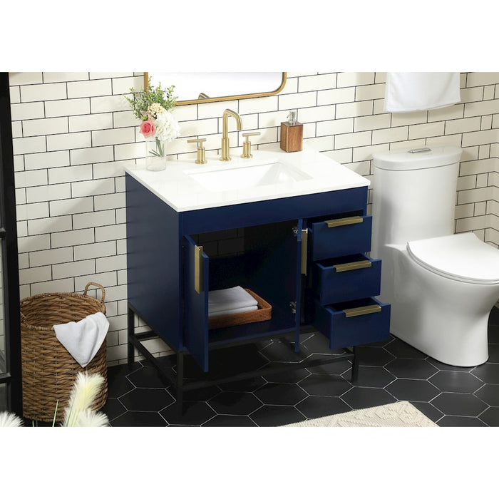Elegant Kitchen/Bath Eugene 32" Single Bathroom Vanity, Blue