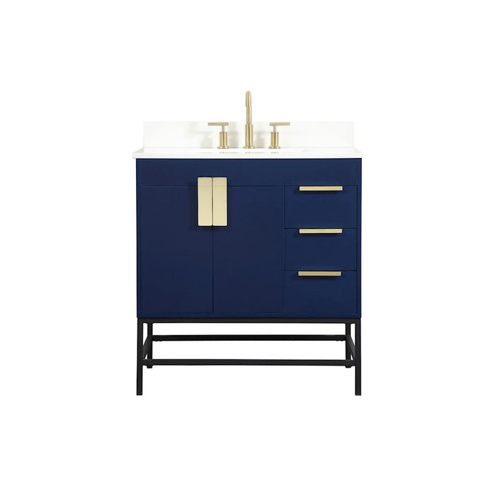 Elegant Eugene 32" Single Bathroom Vanity, Blue/Backsplash - VF48832MBL-BS