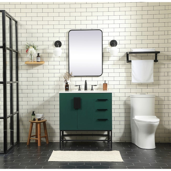 Elegant Eugene 32" Single Bathroom Vanity, Blue/Backsplash