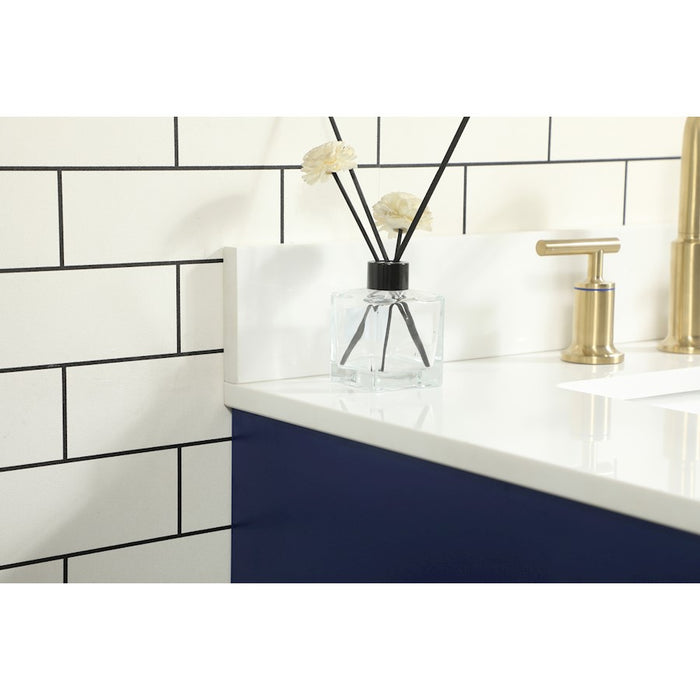 Elegant Eugene 32" Single Bathroom Vanity, Blue/Backsplash