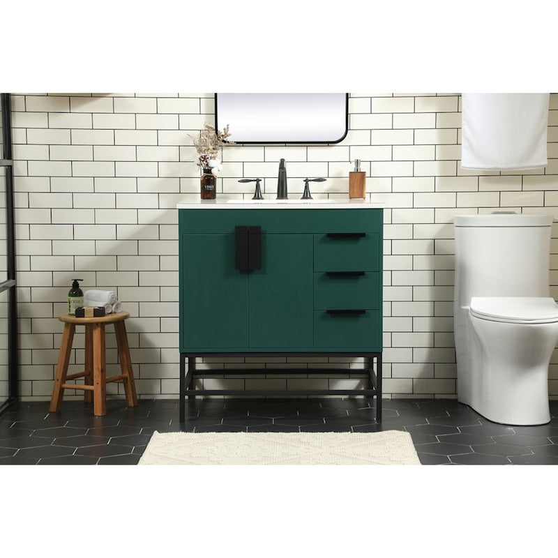 Elegant Kitchen/Bath Eugene 32" Single Bathroom Vanity, Green