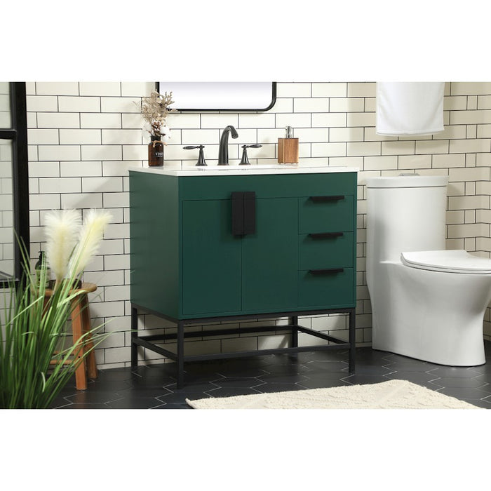Elegant Kitchen/Bath Eugene 32" Single Bathroom Vanity, Green