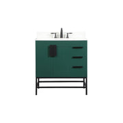 Elegant Eugene 32" Single Bathroom Vanity, Green/Backsplash - VF48832MGN-BS