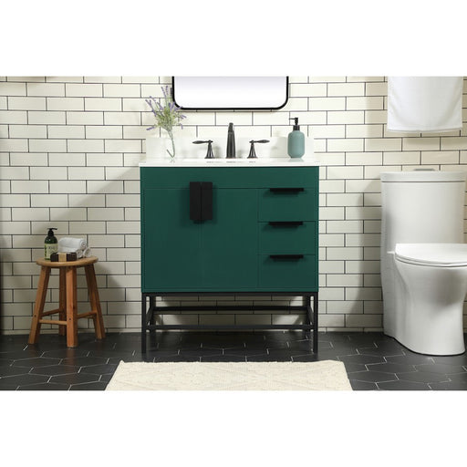 Elegant Eugene 32" Single Bathroom Vanity, Green/Backsplash