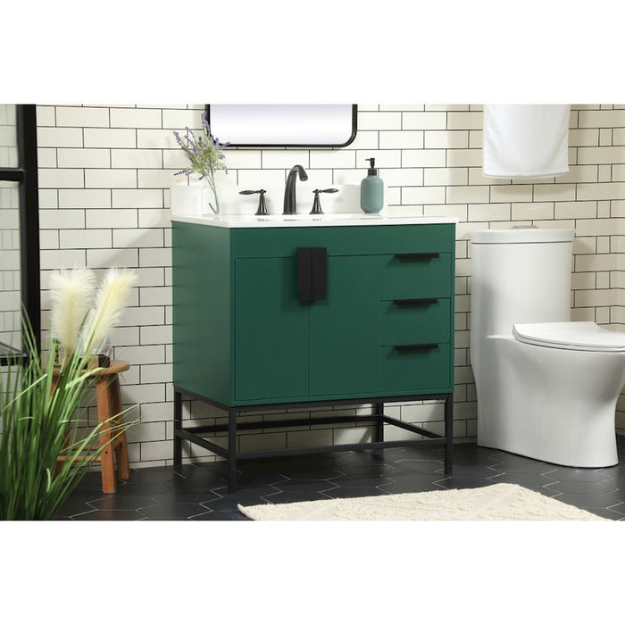 Elegant Eugene 32" Single Bathroom Vanity, Green/Backsplash