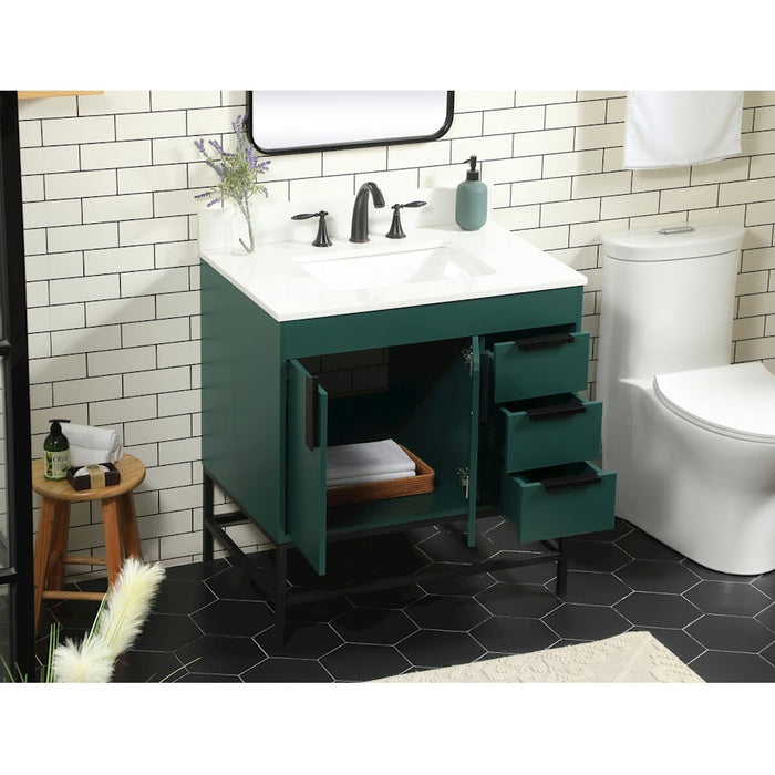 Elegant Eugene 32" Single Bathroom Vanity, Green/Backsplash