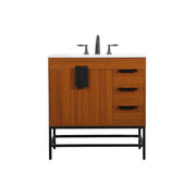 Elegant Kitchen/Bath Eugene 32" Single Bathroom Vanity, Teak - VF48832MTK