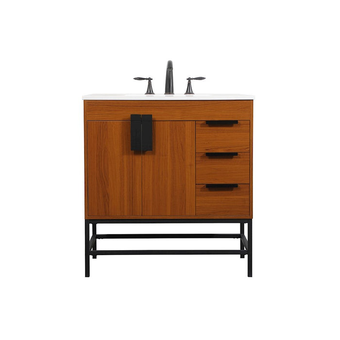 Elegant Kitchen/Bath Eugene 32" Single Bathroom Vanity, Teak - VF48832MTK