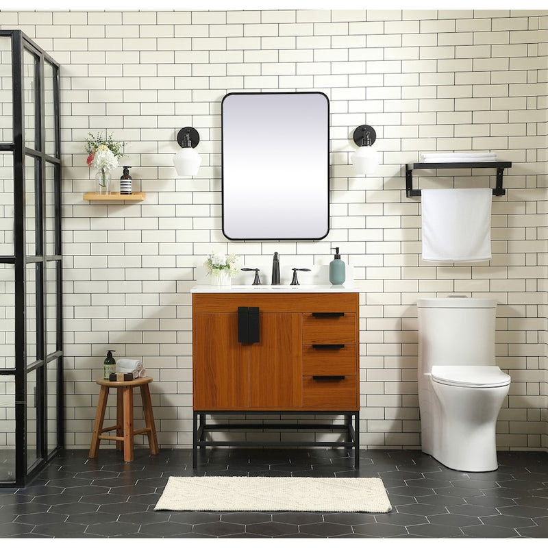 Elegant Kitchen/Bath Eugene 32" Single Bathroom Vanity, Teak