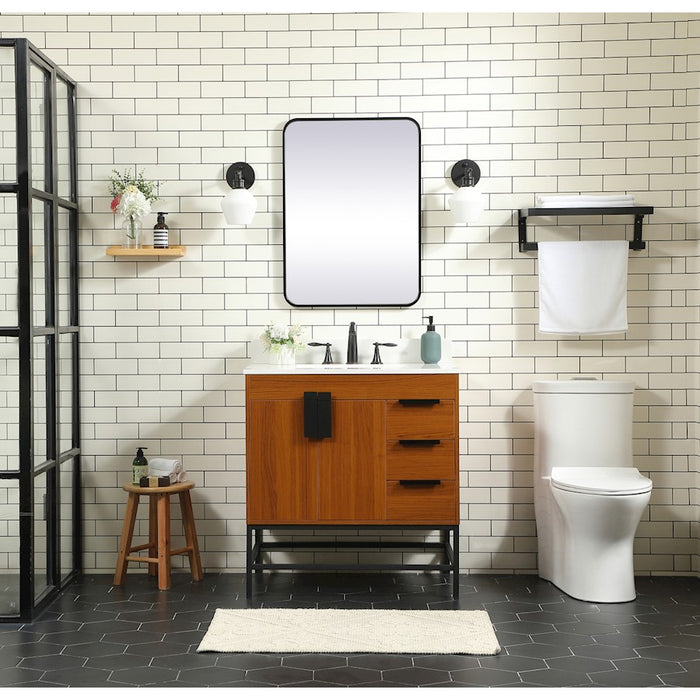 Elegant Kitchen/Bath Eugene 32" Single Bathroom Vanity, Teak
