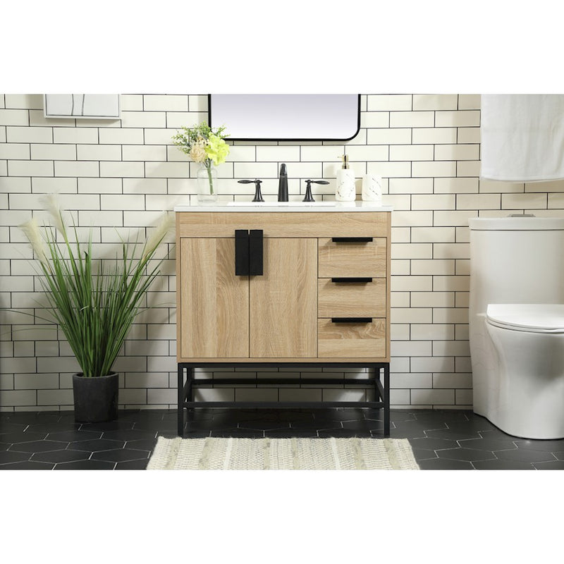 Elegant Kitchen/Bath Eugene 32" Single Bathroom Vanity, Mango Wood