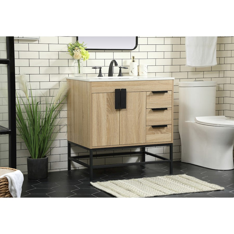 Elegant Kitchen/Bath Eugene 32" Single Bathroom Vanity, Mango Wood