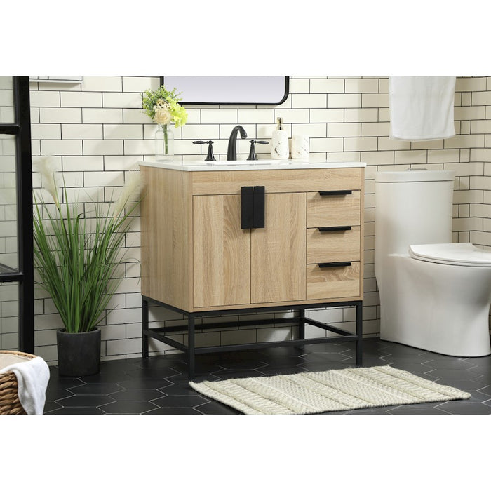Elegant Kitchen/Bath Eugene 32" Single Bathroom Vanity, Mango Wood