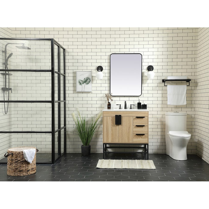 Elegant Kitchen/Bath Eugene 32" Single Bathroom Vanity, Mango Wood