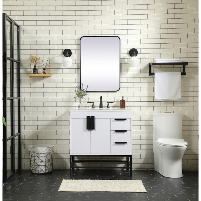 Elegant Eugene 32" Single Bathroom Vanity, Mango Wood/Backsplash