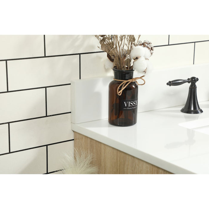 Elegant Eugene 32" Single Bathroom Vanity, Mango Wood/Backsplash