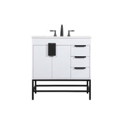 Elegant Kitchen/Bath Eugene 32" Single Bathroom Vanity, White - VF48832MWH