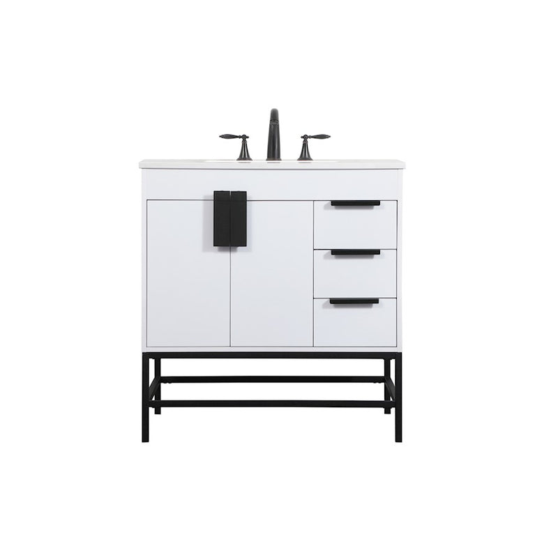 Elegant Kitchen/Bath Eugene 32" Single Bathroom Vanity, White - VF48832MWH